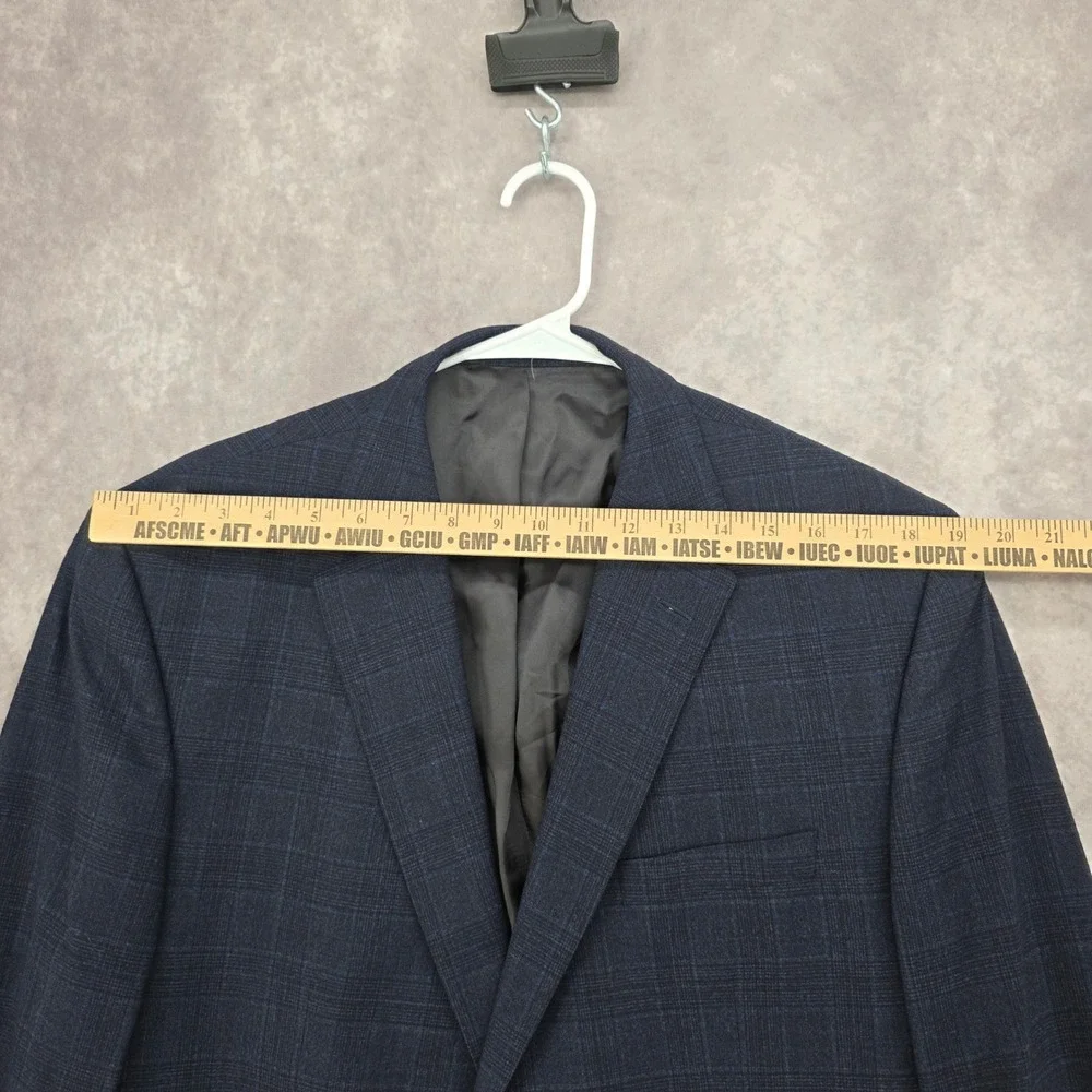 Cremieux‎ Performance Loro Piana Mens Wool Blazer 46L 40 Navy Plaid Sport Coat